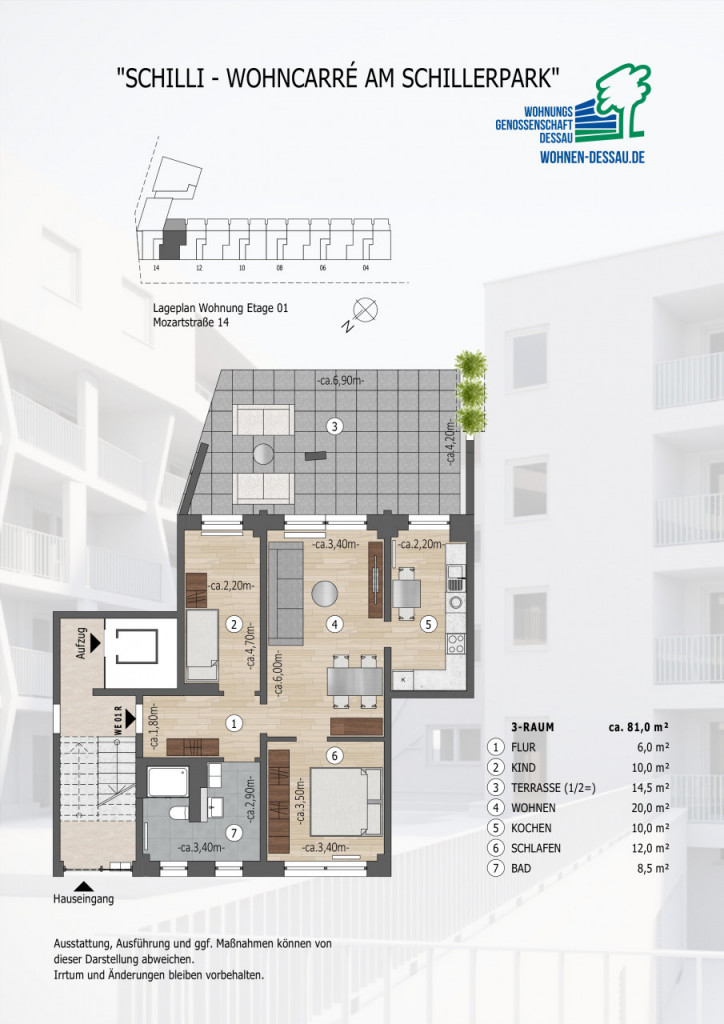 3-Zimmer-Wohnung mit Aufzug in Dessau-Nord - Foto 2